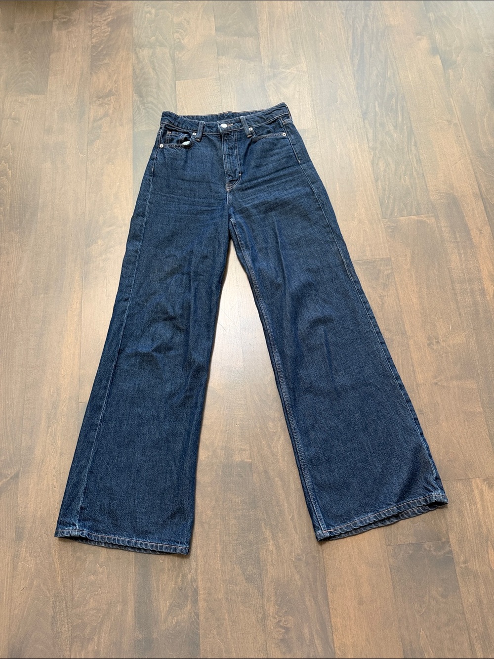 High-Rise Wide Leg Women's Jeans in Dark Blue